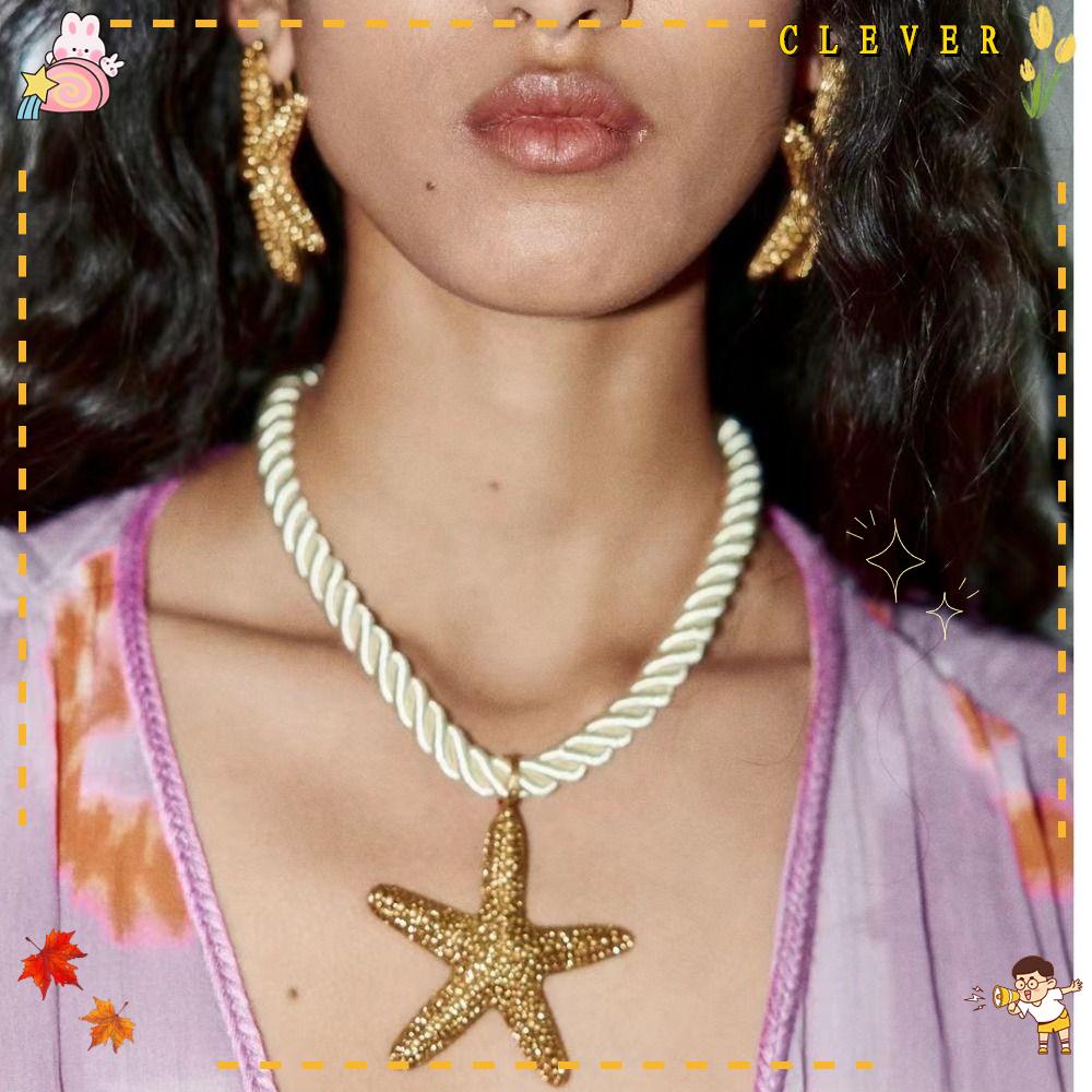 Bộ Trang Sức Vòng cổ / Bông Tai Hình Sao Biển Vintage Thời Trang Mùa Hè