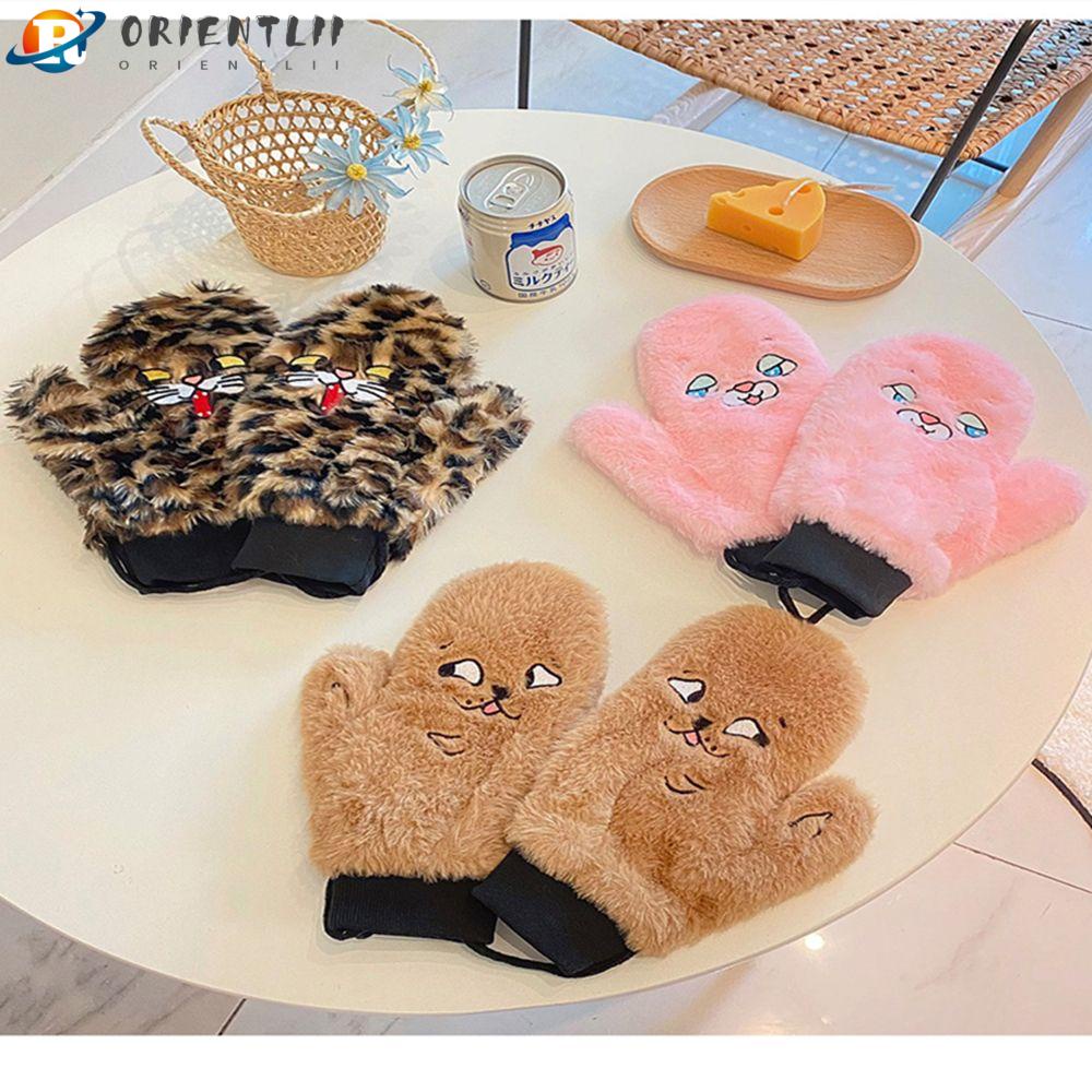 ORIENTLII Găng Tay Lông Nhung Giữ Ấm Mùa Đông Cho Nữ