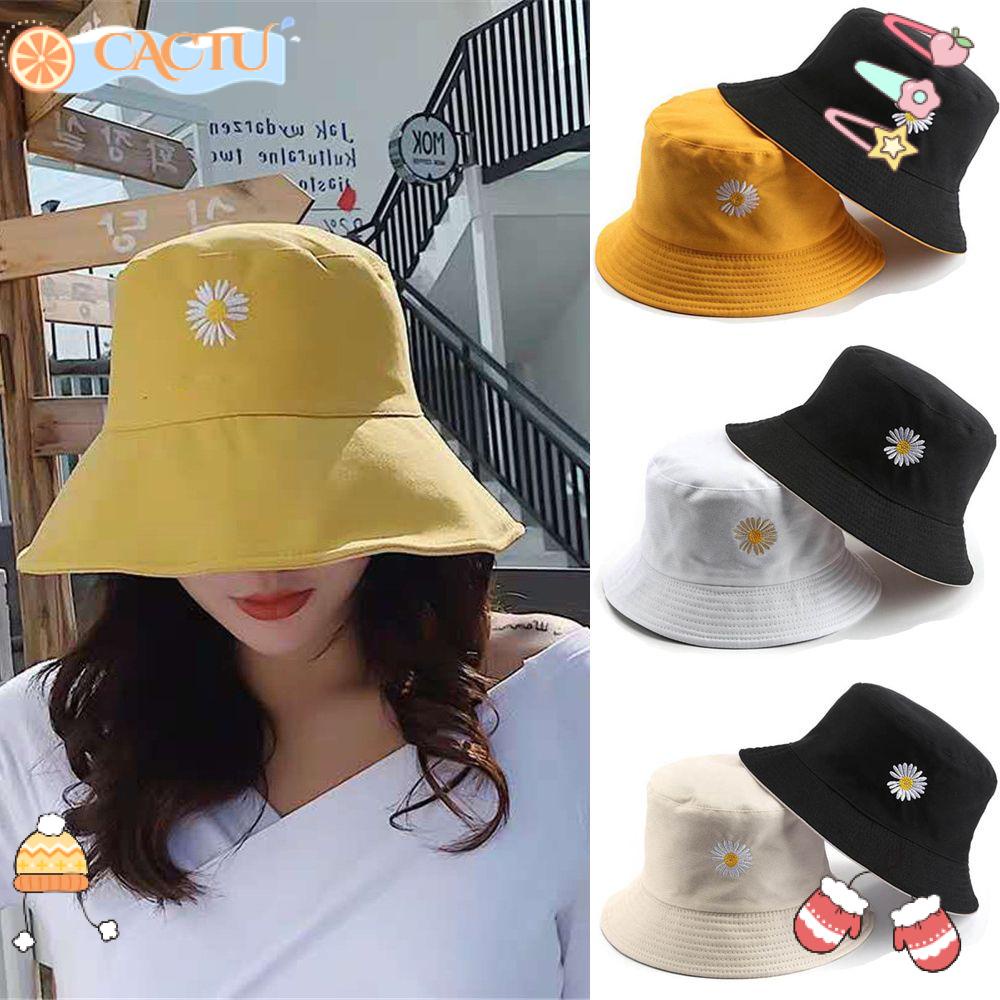 CACTU Mũ Bucket Chống Nắng Hoạ Tiết Hoa Cúc Thời Trang Xuân Hè Dành Cho Nữ
