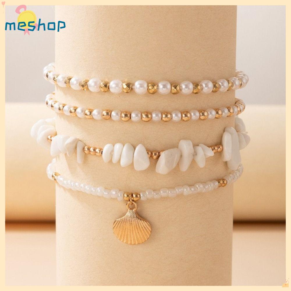 Lắc Chân Xỏ Hạt Đá Thủ Công Phong Cách Bohemia Thời Trang Mùa Hè