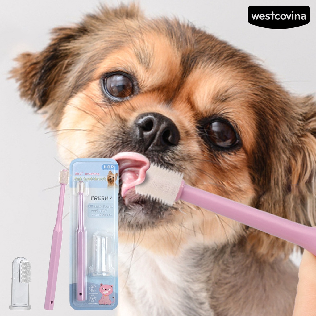 [COD]♞1 Bộ Bàn Chải Đánh Răng Lông Mềm Linh Hoạt Bằng Nhựa Đeo Ngón Tay Cho Cún Cưng