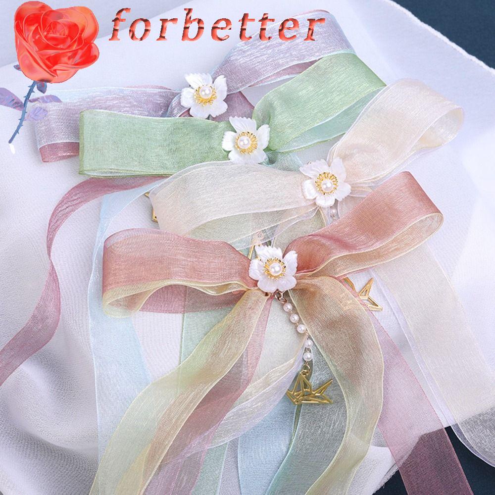 FORBETTER Trâm Cài Tóc Đính Ruy Băng Dài Phong Cách Trung Hoa Cổ Điển Cho Bé Gái