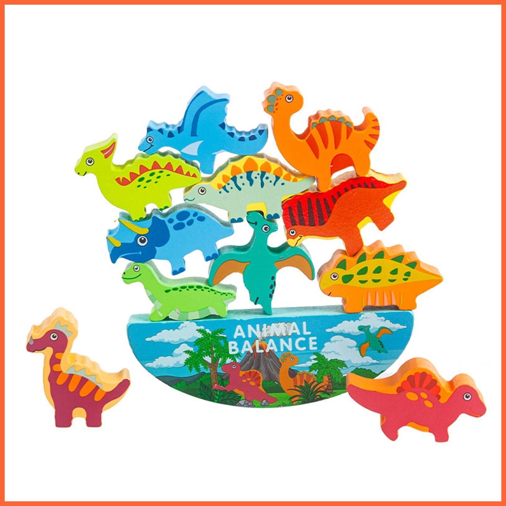 Đồ Chơi Khối Xếp Chồng Hình Khủng Long Giáo Dục Montessori Cho Bé