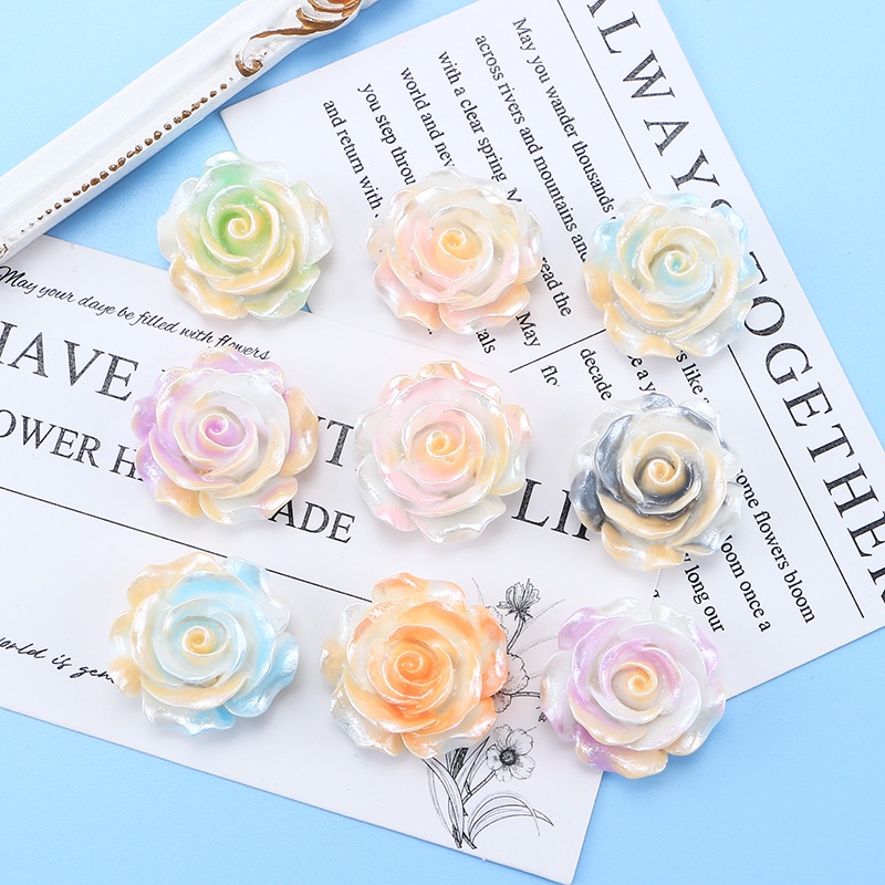 10 Kẹp Tóc Hoa Hồng Bằng Nhựa Resin DIY