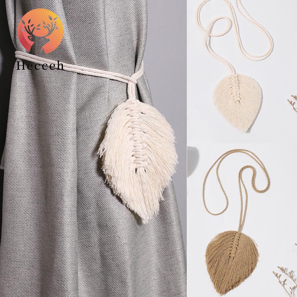 HECCEH Dây Cột Rèm Cửa Bằng Cotton Họa Tiết Lá Nâu Trang Trí Nhà Cửa