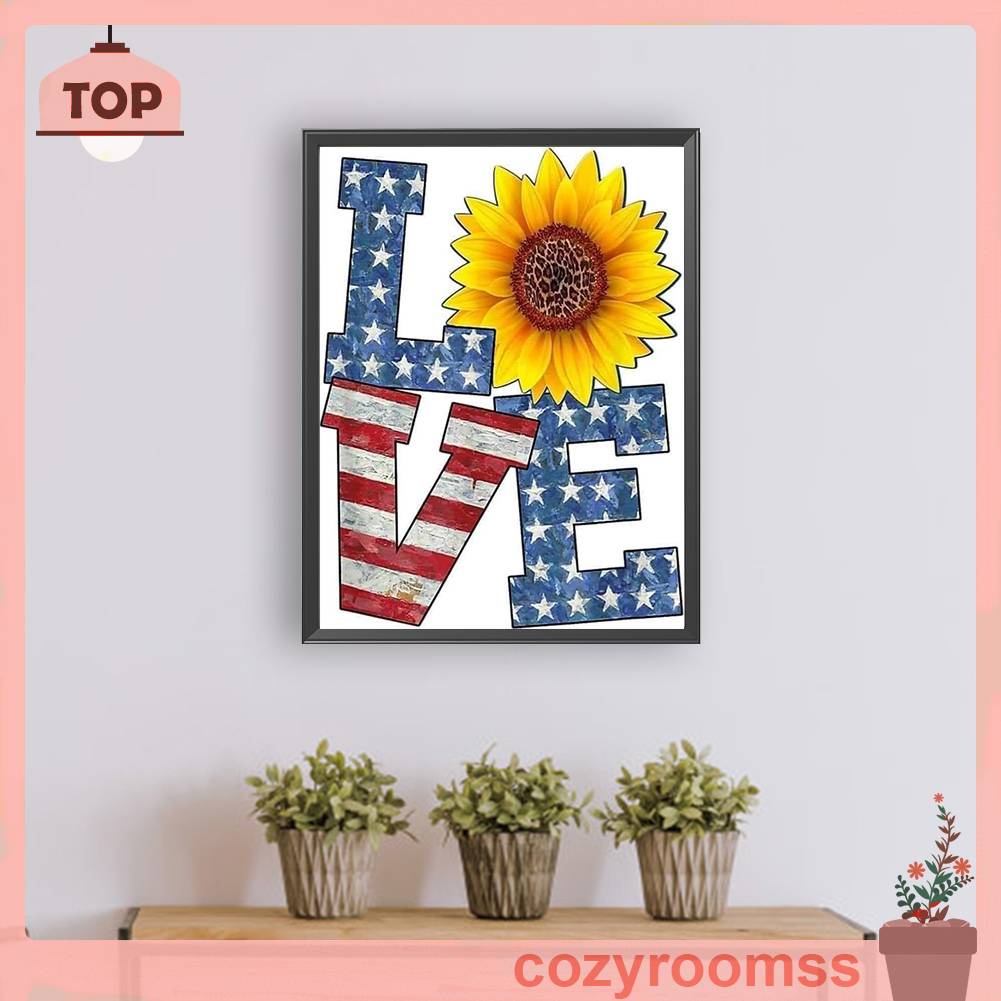 Bộ Tranh Đính Đá 5D Họa Tiết Quốc Kỳ Độc Đáo DIY Dùng Trang Trí Nhà Cửa