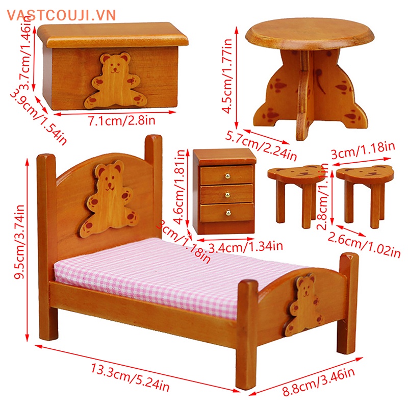 Giường Ngủ Mini Tỉ Lệ 1 / 12 Dùng Để Trang Trí Nhà Búp Bê