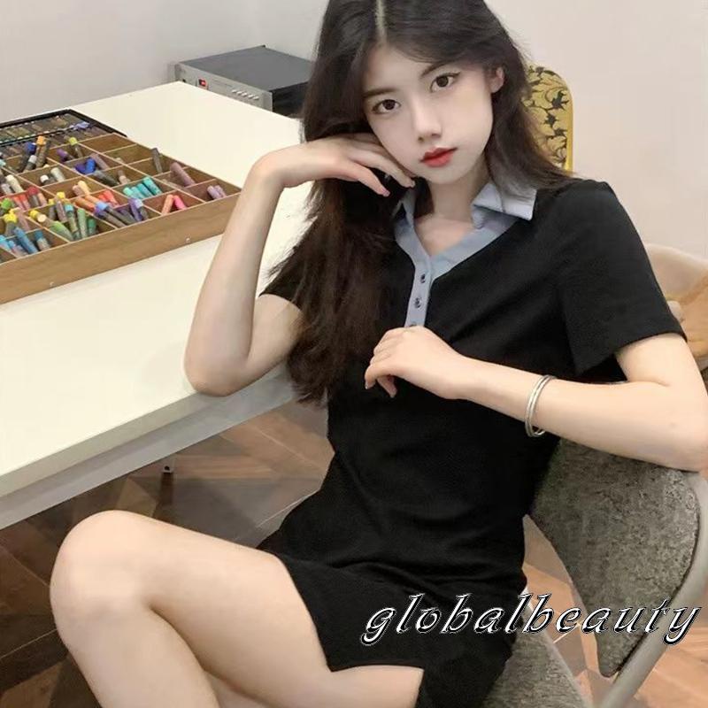 Đầm Ngắn Tay Cổ Bẻ Form Ôm Phong Cách Đường Phố Thời Trang Mùa Hè