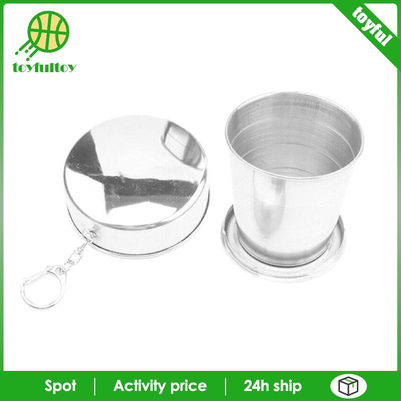 Cốc Uống Nước Bằng Thép Không Gỉ Có Thể Gấp Gọn Kèm Móc Khóa Tiện Lợi