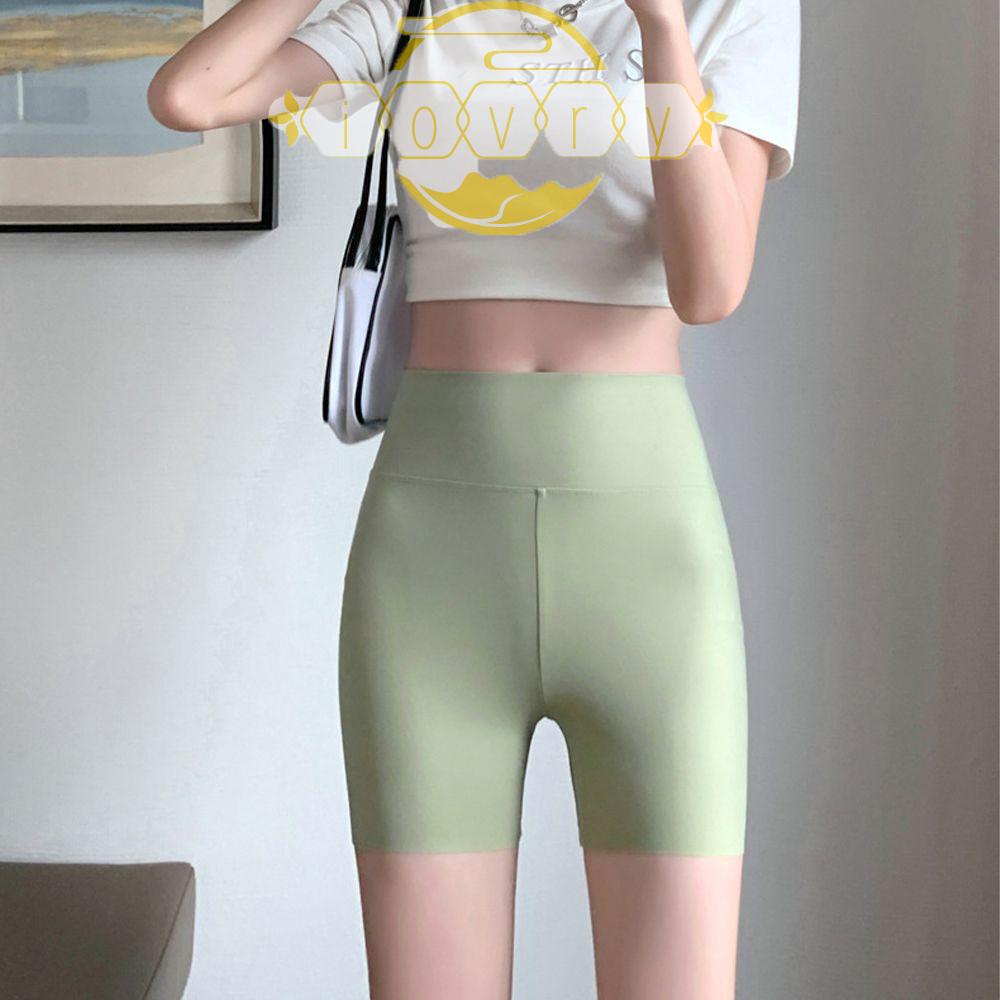 IVORY Quần Short Tập Yoga Lưng Cao Thoáng Khí In Chữ Thời Trang Cho Nữ