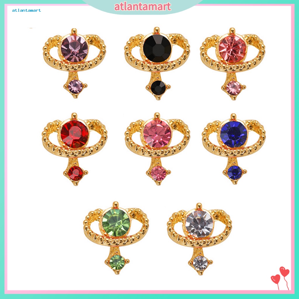 Túi Đựng Đồ Đa Năng Tiện Lợi| Set 10 Phụ Kiện Trang Trí Móng Tay 3D Hình Hành Tinh Đính Đá Pha Lê Giả Bằng Hợp Kim DIY