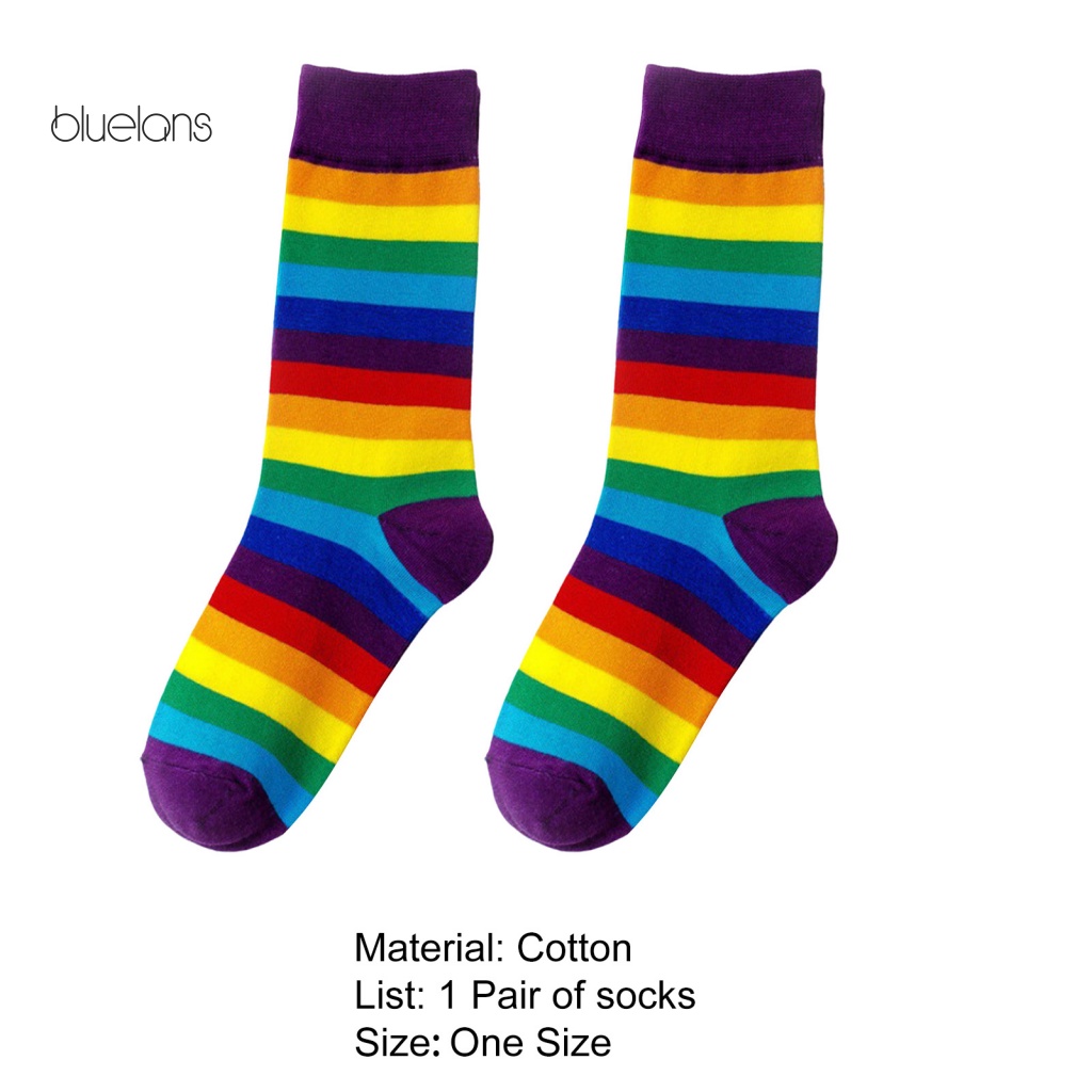 1 Đôi Tất Thể Thao Thoáng Khí Chống Nhăn Màu Sắc Cầu Vồng Tương Phản Siêu Thoải Mái Dễ Mặc Cho Nữ