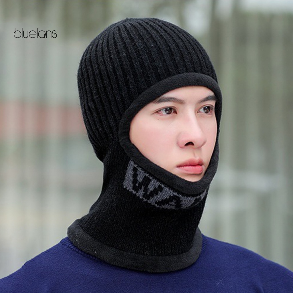 Bluelans Mũ Len Dệt Kim Dày Dặn Màu Trơn Che Tai Chống Gió Giữ Ấm Mùa Đông Không Có Xơ Vải Cho Nam