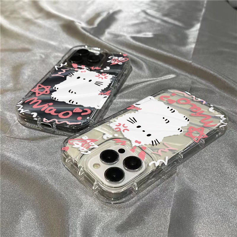 Ốp Điện Thoại Mềm Trong Suốt Hình Mèo Và Chữ Tiếng Anh Cho iPhone14promax 1312 / 11 7 / 8plus xr / sins 3EJG