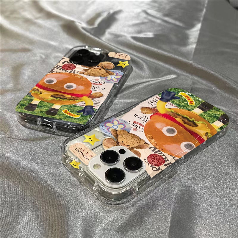 Ốp Điện Thoại Mềm Trong Suốt Hình Burger Vui Nhộn Cho iPhone14promax 1312 / 11 7 / 8plus xr / sins G4FV