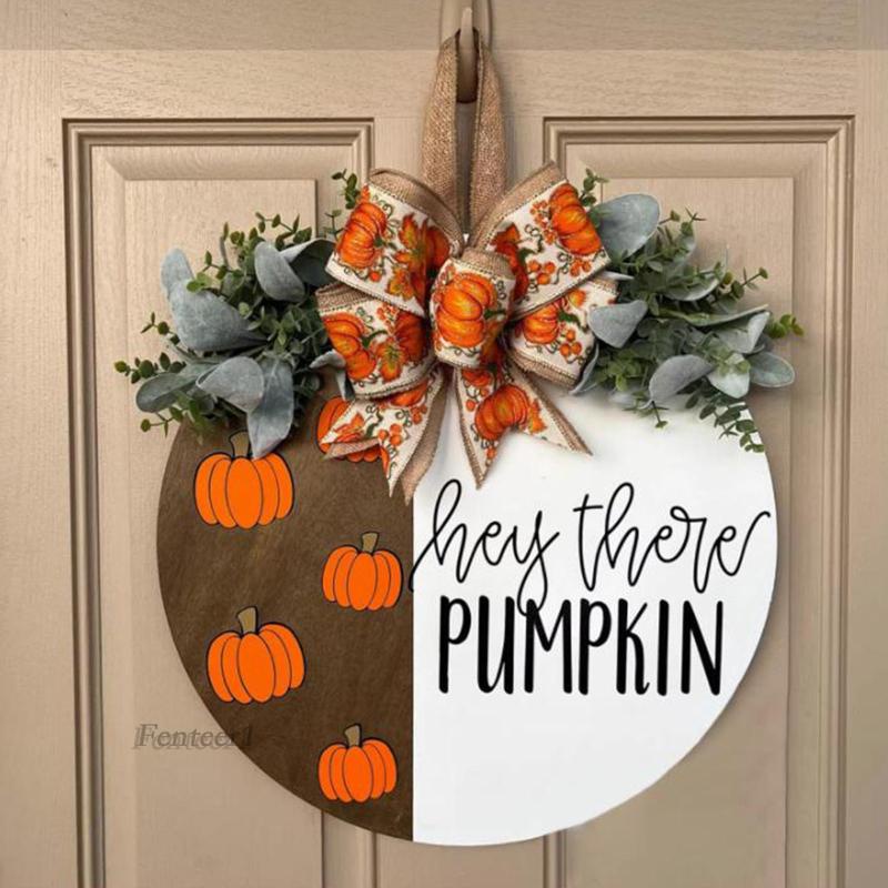 [Fenteer1] Biển Hiệu Cửa Trước Hình Bí Ngô Mùa Thu Treo Cửa Lễ Tạ Ơn Gia Đình