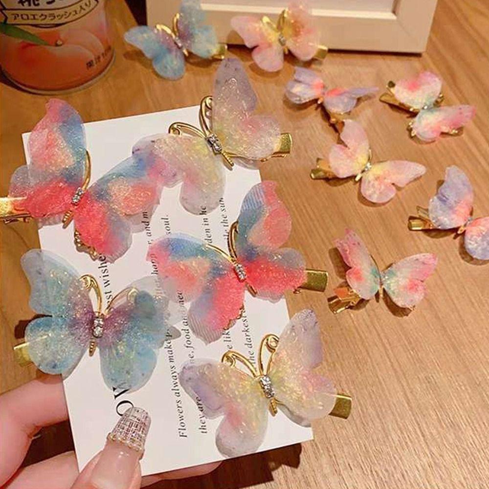 Bộ 2 Kẹp Tóc Hình Bươm Bướm Nhiều Màu Sắc Phong Cách Hàn Quốc