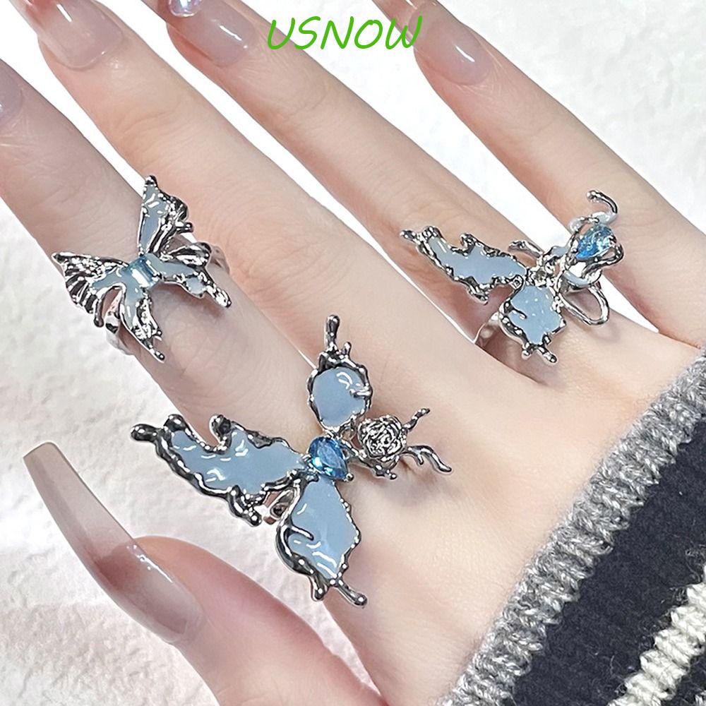 USNOW Nhẫn Hở Hình Bướm Phong Cách Hàn Quốc Cổ Điển Cá Tính Dành Cho Nữ