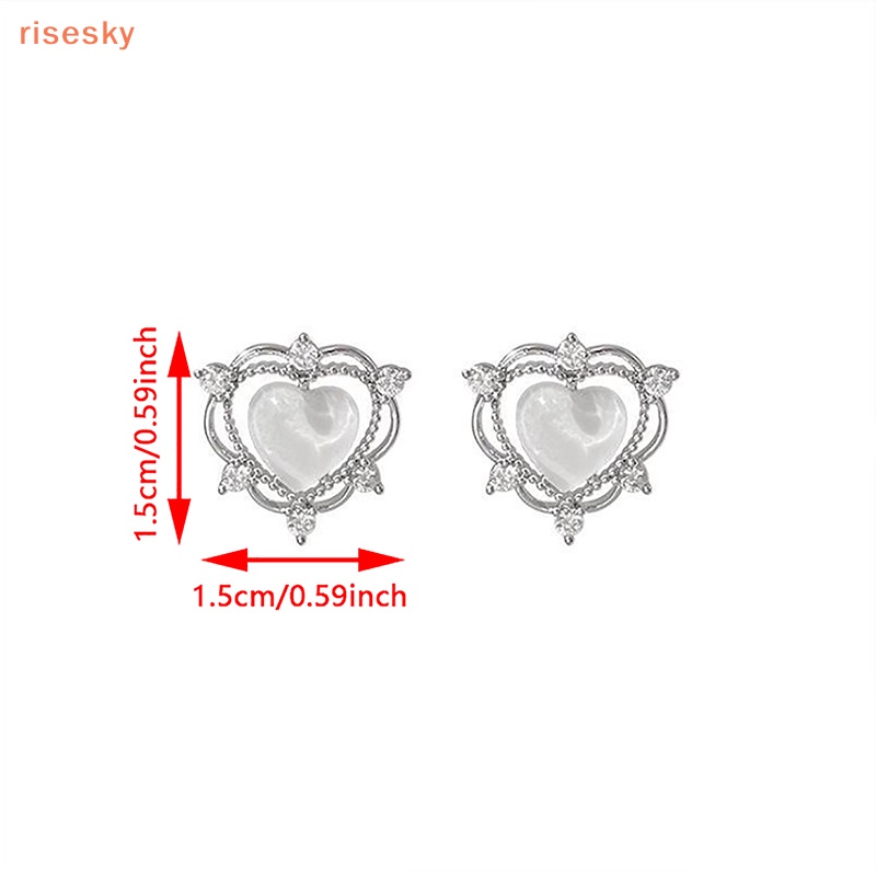 Bông Tai Hình Trái Tim Đính Đá Cz Phong Cách Cổ Điển Cho Nữ