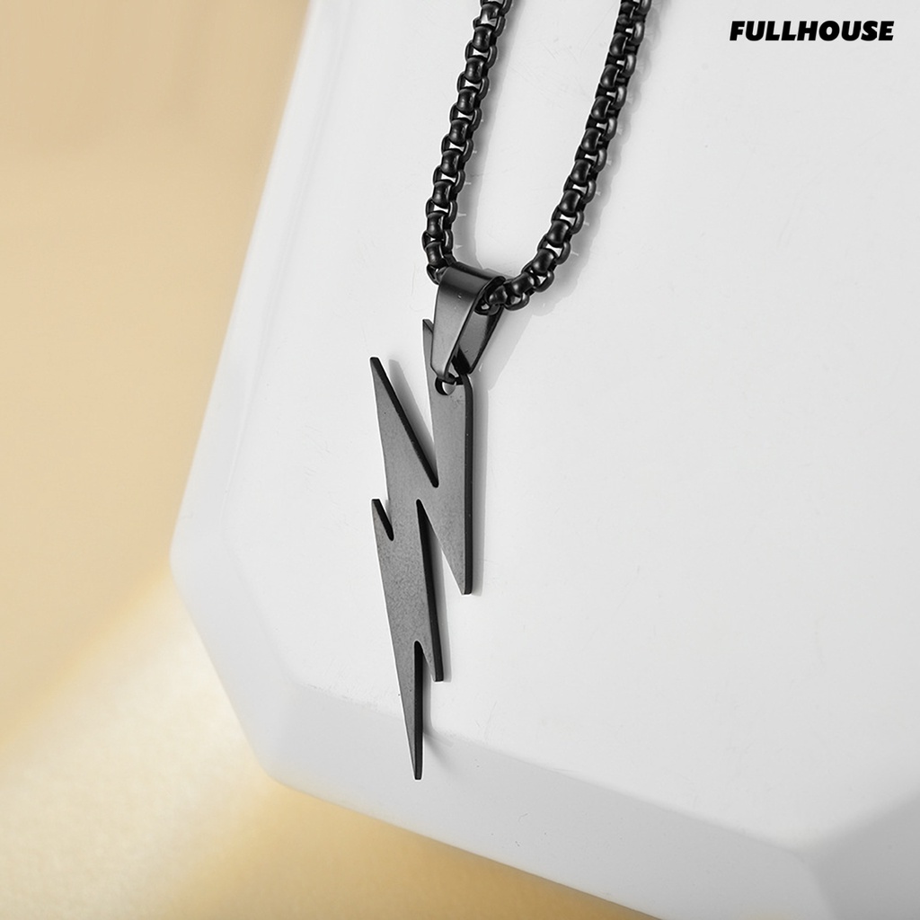 Vòng cổ Mặt Hình Học Sấm Sét Màu Trơn Phong Cách Hip Hop Cho Nam Và Nữ