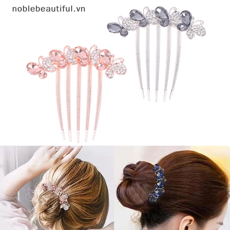 Lược Cài Tóc Đính Đá Hình Bướm Phong Cách Hàn Quốc Cho Người Lớn