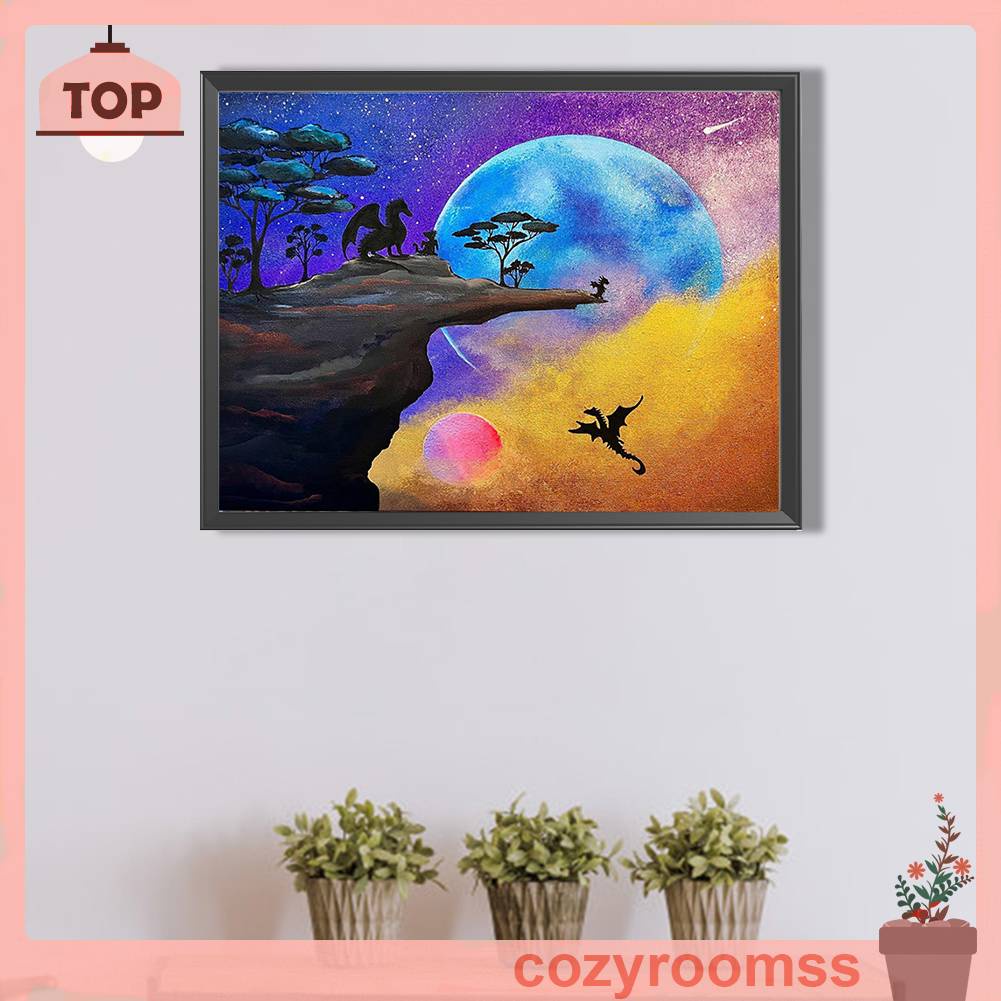 Tranh Đính Đá Kim Cương Toàn Bộ 5D DIY Hình Vẽ Rồng Trang Trí Nhà Cửa