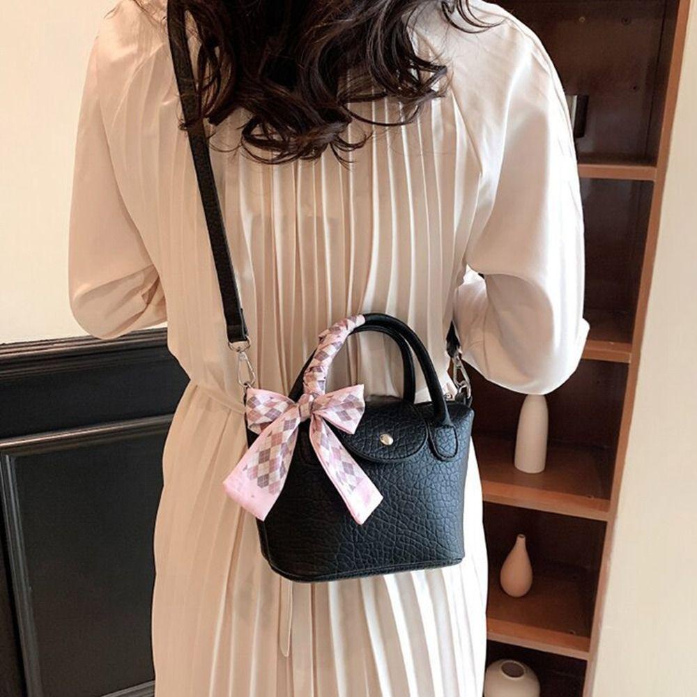 Túi Da Pu Đeo Chéo Mini Có Khóa Kéo Phối Khăn Lụa Thời Trang Cho Nữ