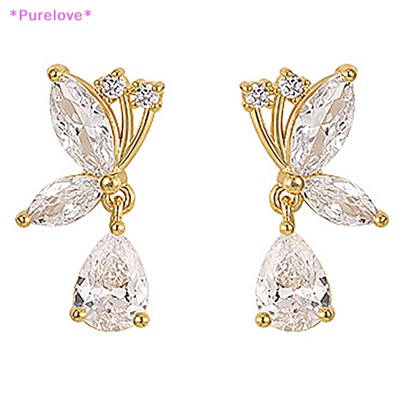 1 Đôi Bông Tai Bạc Hình Bướm Đính Đá Zircon Thời Trang Dành Cho Nữ Mới