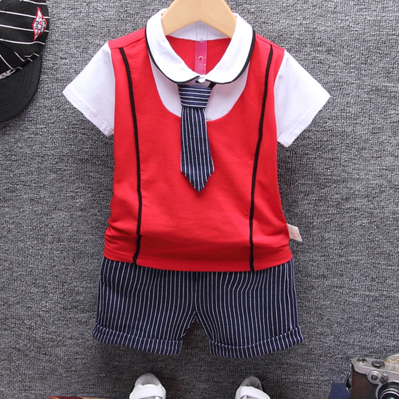 Set Đồ Mùa Hè Tay Ngắn Phong Cách Preppy Mới Cho Bé Trai 0-3 Tuổi 5-7 - 8 Tháng Tuổi