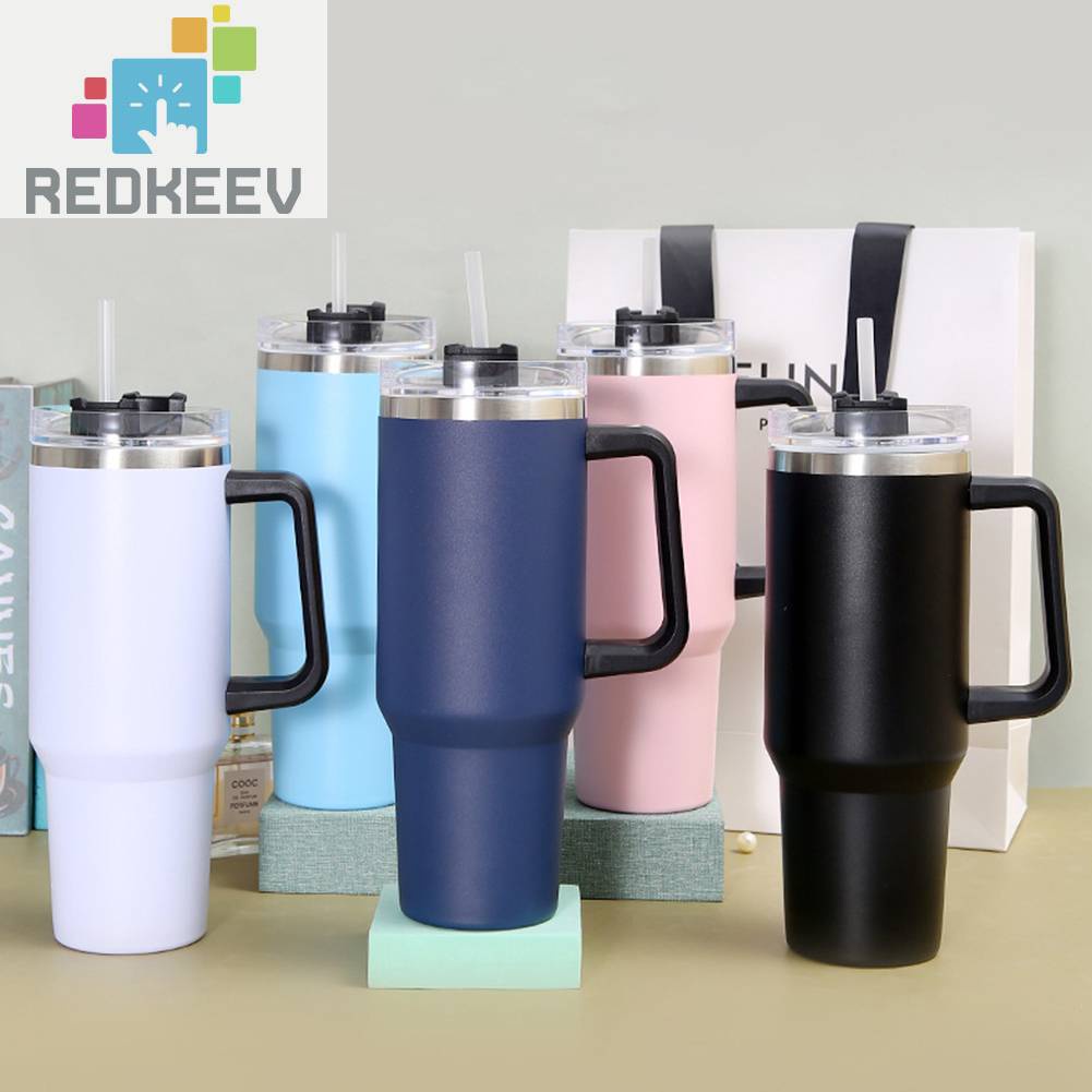 Cốc Uống Cà Phê 40oz Bằng Thép Không Gỉ Chống Rò Rỉ Có Tay Cầm Tiện Dụng