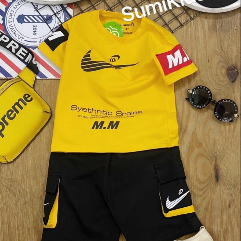 Sumikids. Bộ thun trai vàng túi hộp