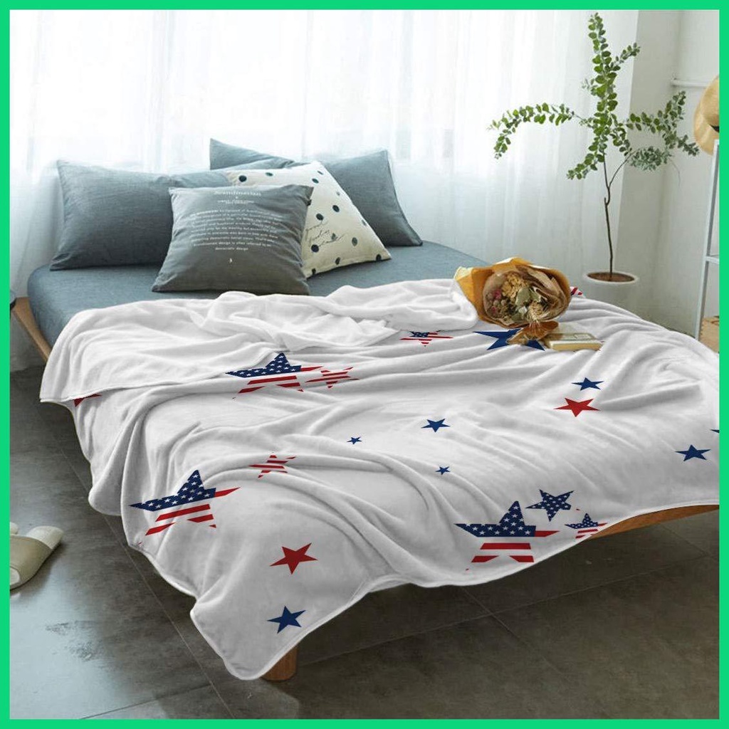 Chăn Họa Tiết Lá Cờ Mỹ 4th of July Thoáng Khí Chất Lượng Cao
