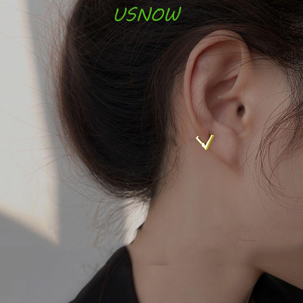 USNOW Bông Tai Tam Giác Bằng Hợp Kim Thiết Kế Tối Giản Cho Nam Và Nữ