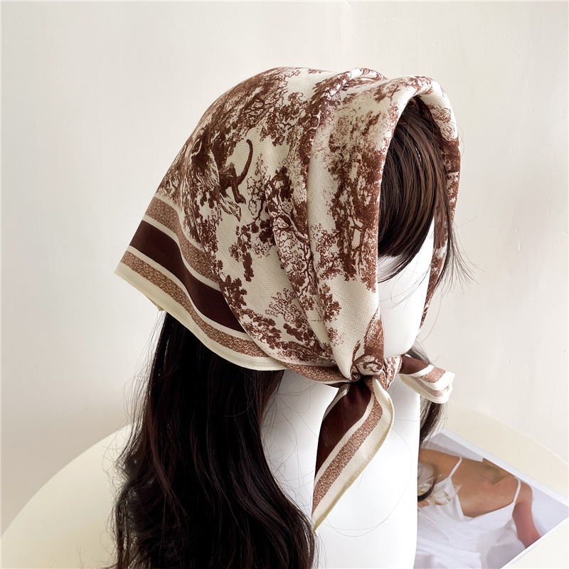 Khăn Quàng Cổ 65 X 65cm Chất Liệu Cotton Lanh Mỏng In Họa Tiết Động Vật Cho Nữ