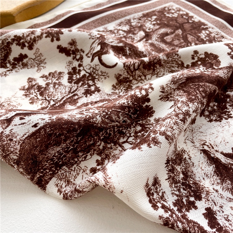 Khăn Quàng Cổ 65 X 65cm Chất Liệu Cotton Lanh Mỏng In Họa Tiết Động Vật Cho Nữ