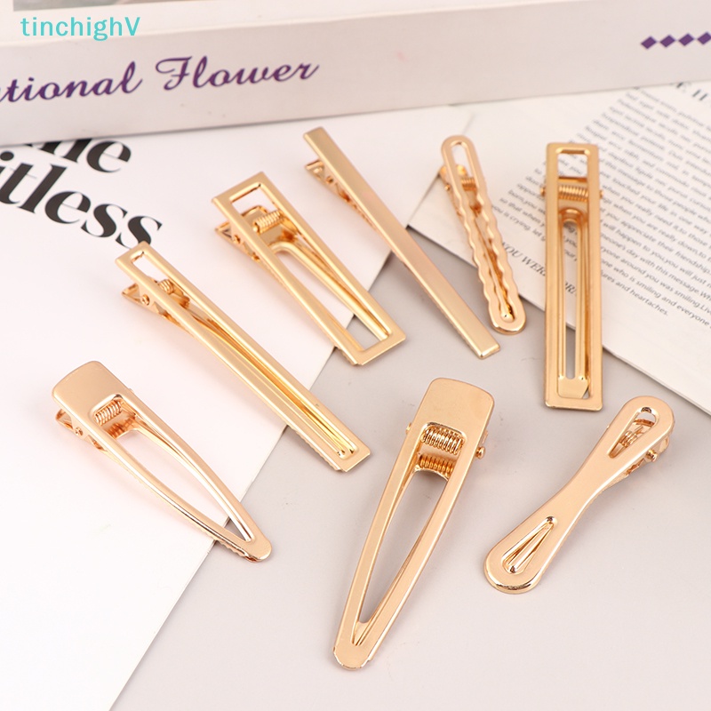 Set 3 Kẹp Tóc Kim Loại Thiết Kế Hình Học Phong Cách Hàn Quốc Cho Nữ