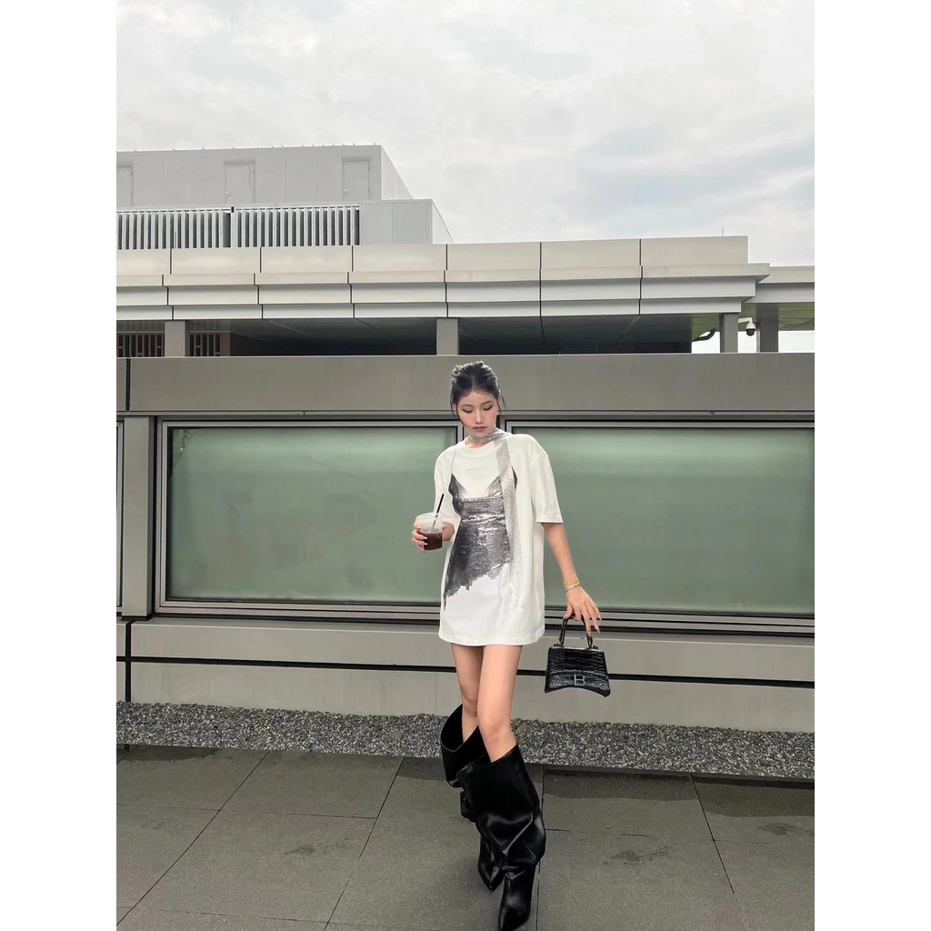 Áo Thun Nữ Tay Ngắn Dáng Rộng Phong Cách Đường Phố Mỹ Cá Tính