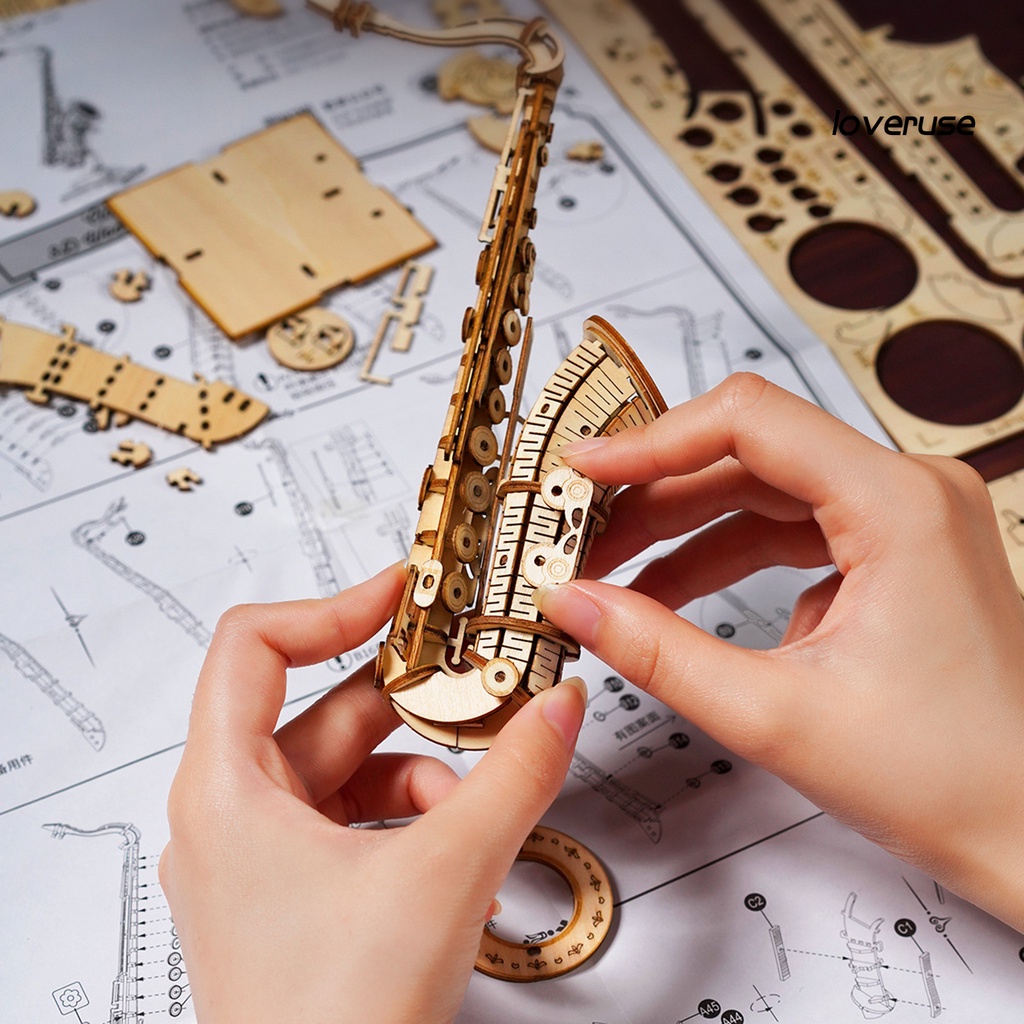 Đồ Chơi Lắp Ráp Mô Hình Kèn Saxophone 3D Bằng Gỗ Ba Chiều Thân Thiện Với Môi Trường Thư Giãn DIY