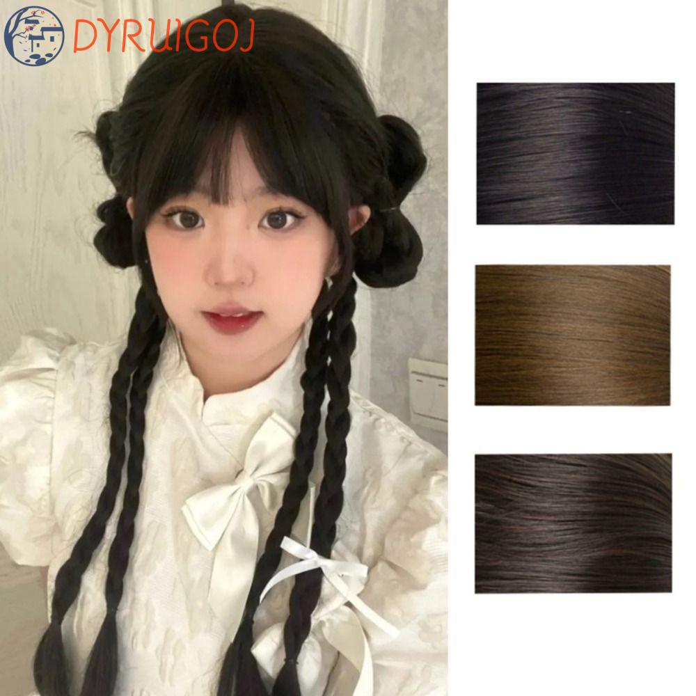 DYRUIDOJ Tóc Giả Thắt Bím Bằng Sợi Tổng Hợp Cách Nhiệt Màu Nâu / Đen Dành Cho Nữ
