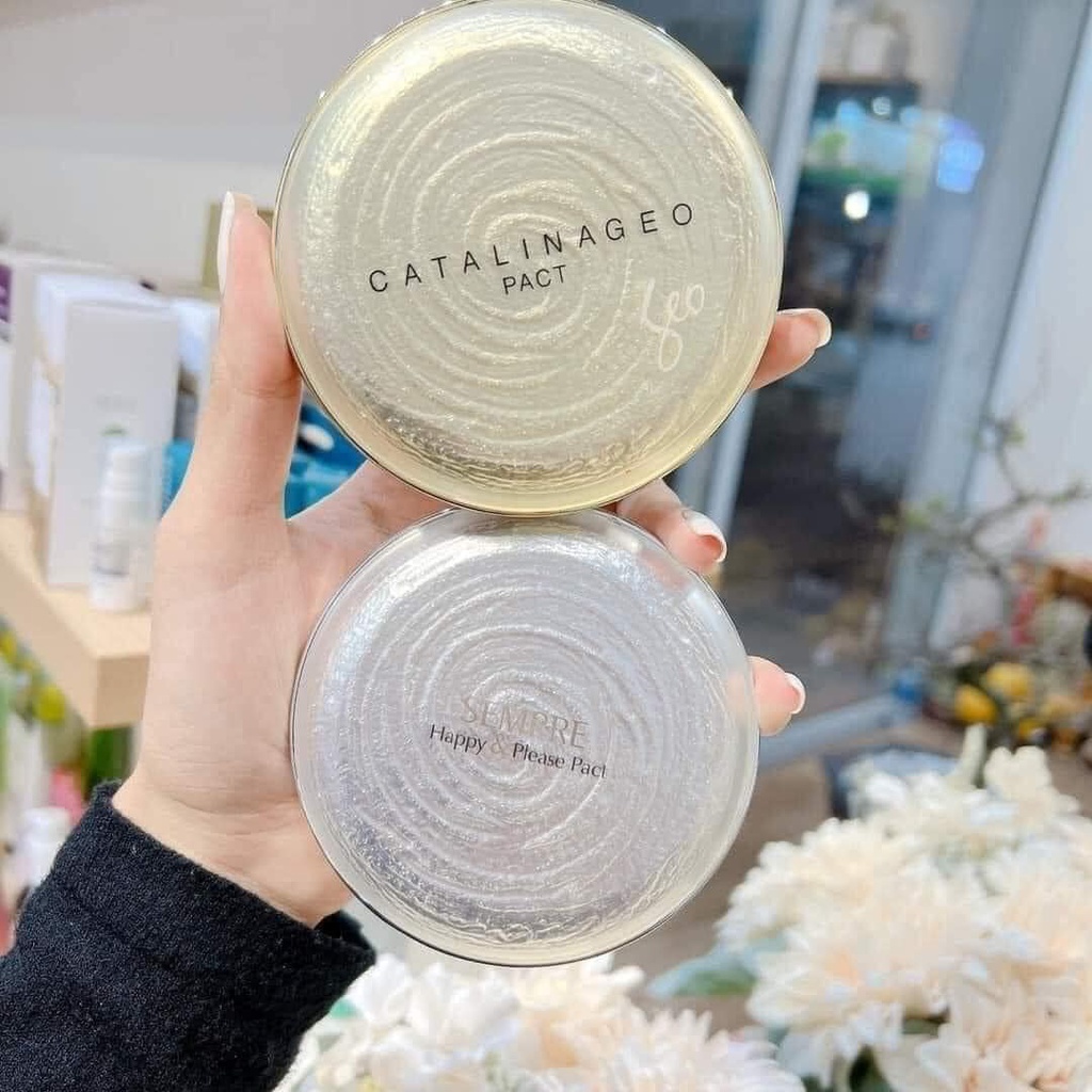 Phấn Phủ Kiềm Dầu Geo Ngọc Trai Sempre Happy & Please Pact Hàn Quốc Giá Sỉ