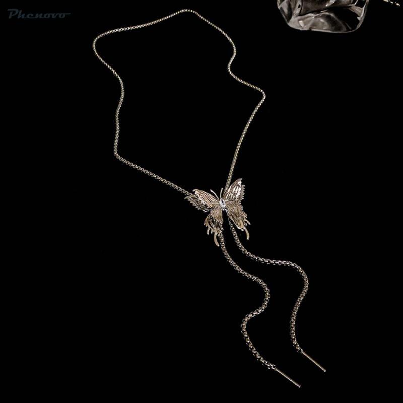 Dây Chuyền Mặt Hình Bướm Phong Cách Hip Hop Có Thể Điều Chỉnh Kích Thước Dành Cho Nữ