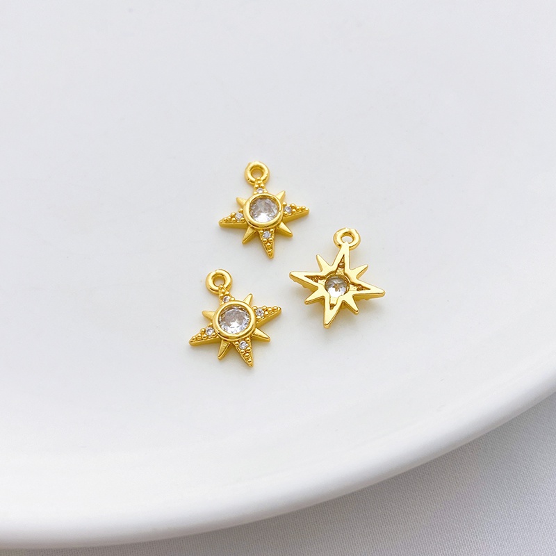 Mặt Dây Chuyền Nhỏ Mạ Vàng 18K Đính Đá Zircon Hình Ngôi Sao Nhiều Màu Sắc