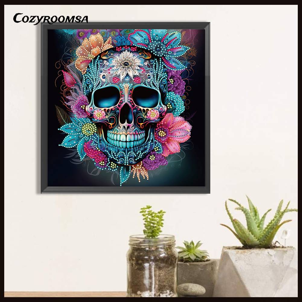 Bộ Tranh Đính Đá 5D Tự Làm Hình Đầu Lâu Trang Trí Nhà Cửa