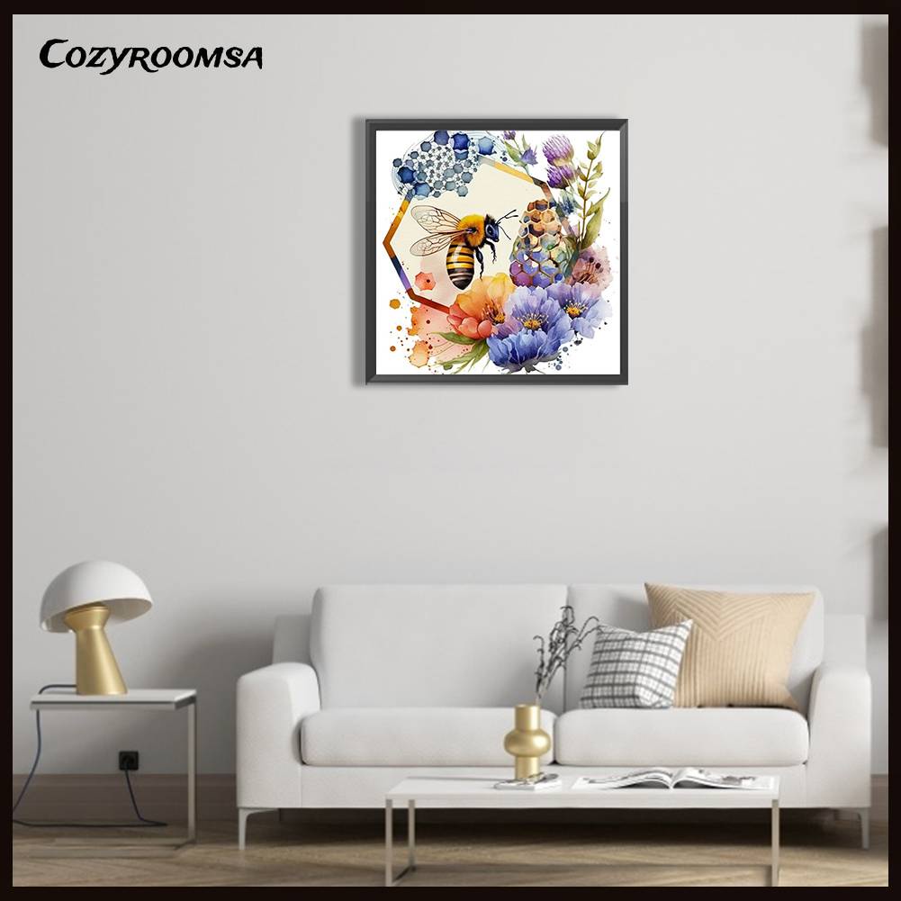 Tranh Đính Đá Kim Cương Toàn Bộ 5D DIY Hình Vẽ Hoa Và Ong