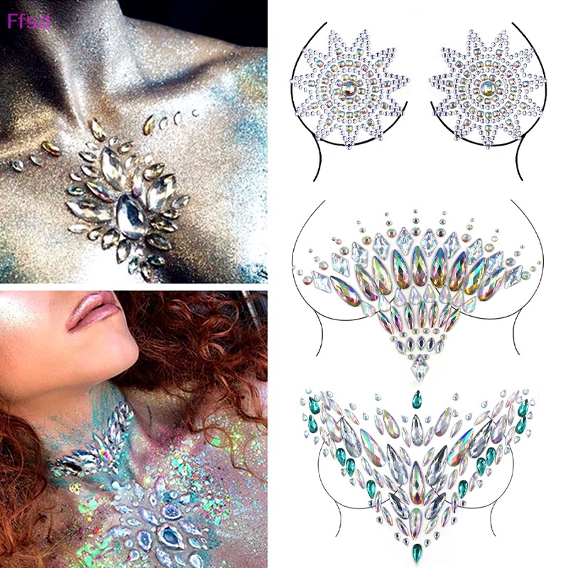 Miếng Dán Ngực Pha Lê 3D Lấp Lánh Gợi Cảm Cho Nữ