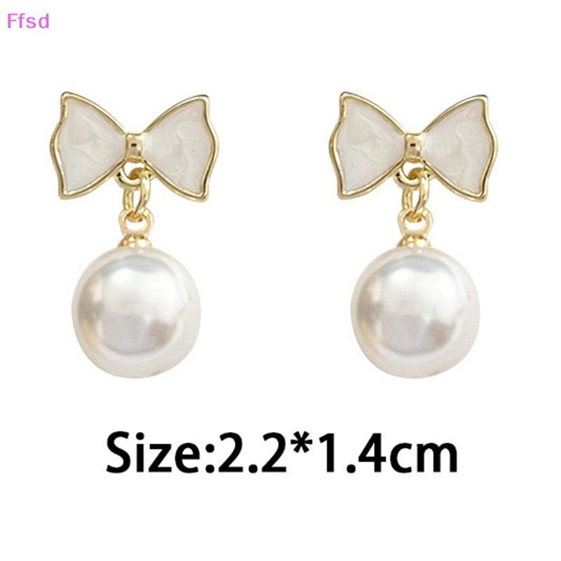 {Ffsd} Khuyên Tai Hình Nơ Đính Ngọc Trai Đơn Giản Cá Tính Thời Trang Cá Tính Tinh Tế Cho Nữ * Bán Chạy