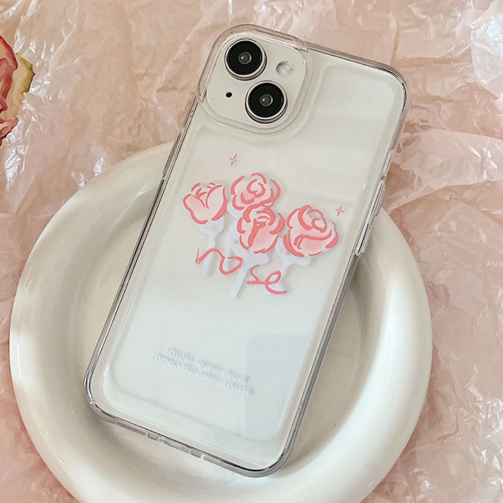 Ốp Điện Thoại TPU Mềm Chống Rơi Chống Dấu Vân Tay Họa Tiết Hoa Hồng Graffiti Cho IPhone 14 13 12 11 Pro Max X XR 8 7 Plus