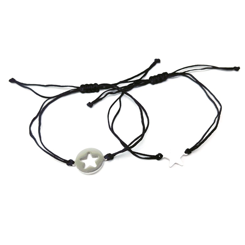 1 Cặp Vòng Tay Tình Bạn Bằng Thép Không Gỉ Thiết Kế Ngôi Sao Thời Trang Cho Nữ