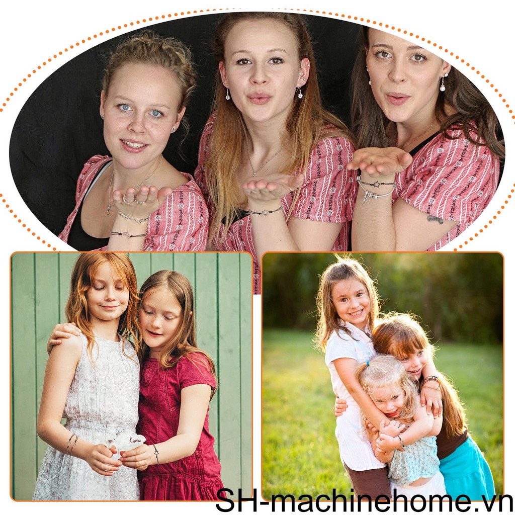 Set 3 Vòng Tay Bện Dây Mặt Hình Mặt Trời Mặt Trăng Ngôi Sao Cho Bạn Gái