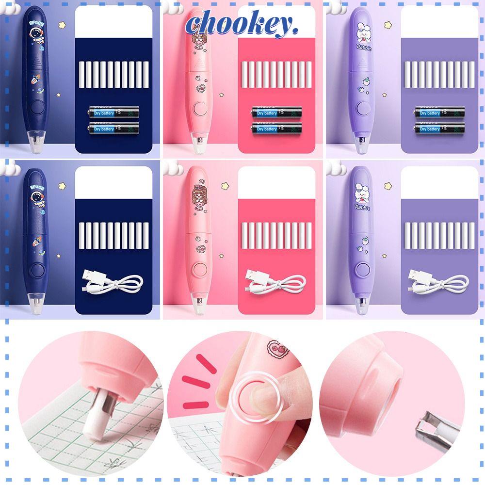 CHOOKEY Cục Tẩy Điện Tử Họa Tiết Hoạt Hình Có Thể Sạc Lại Tiện Dụng